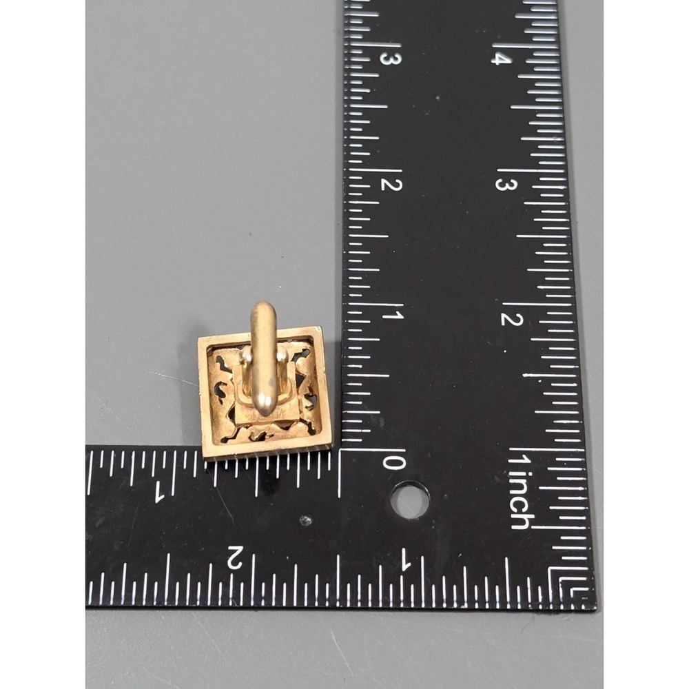Vintage Swank Faux Topaz Stone Square Vine‎ Scroll Gold Tone Cufflinks - Picture 9 of 9